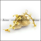 24K Gold Plating Earring with White Plastic Pearls e001146