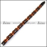 12.5MM Wide Orange and Black Bicycle Chain Bracelet b003072
