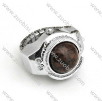Silver Ring Watch with Brown Stone - PW000011-5
