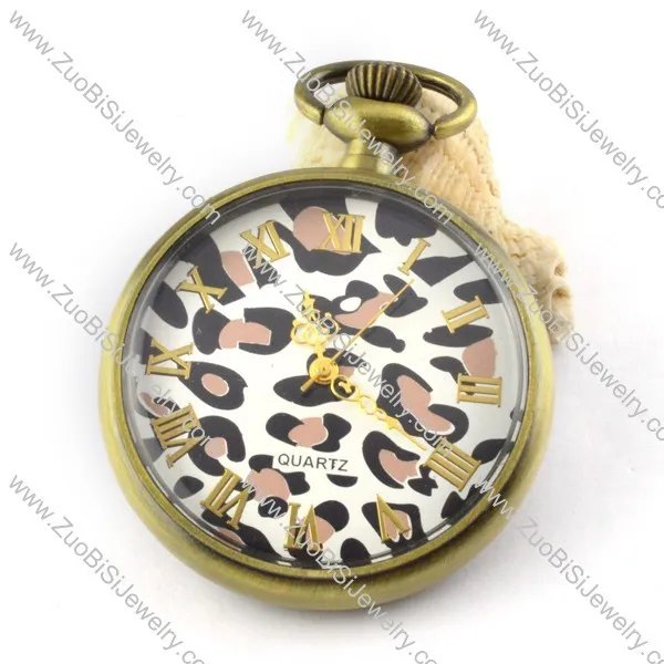 45mm Wide Leopard Quartz Pocket Watch with Chain for Unisex -pw000345