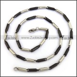 Silver and Black Tone Satinless Steel Chain Necklace n001394