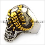 One Eye Skull Ring with Golden Scorpion r004316