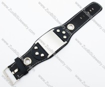 Shiny Stainless Steel Leather Bracelet -JB140047