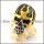 vintage gold blaze skull ring for motorcycle riders r004822