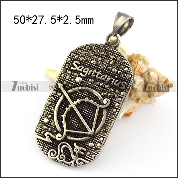 Vintage Sagittarius Tag Pendant p005780