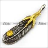 Retro Gold and Silver Steel Feather Pendant p002883