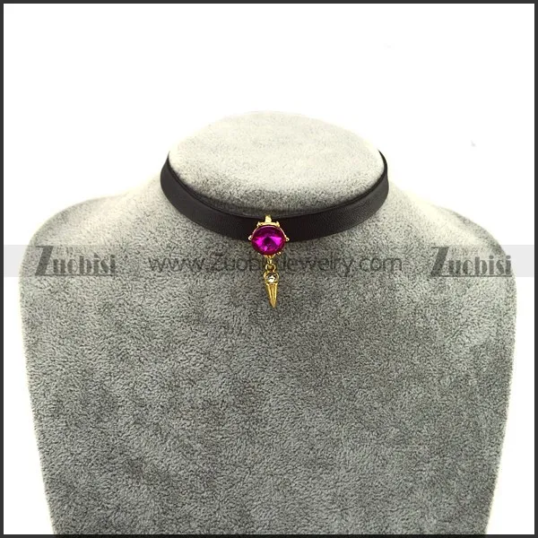 Rhinestone Gold Plating Alloy Pendant Choker Necklace jn920037