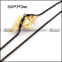 3mm Wide Black Twisted Rope Chain in 56cm Long n001402