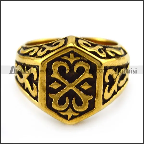 Thor Hammer Ring in Gold Plating Stainless Steel r004384