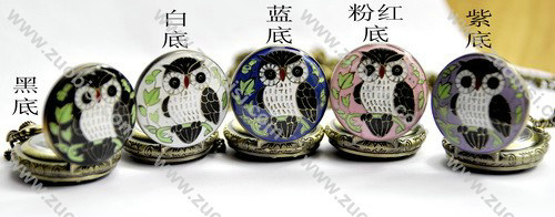 Modern Colorful Night Owl Pocket Watches for Ladies -PW000107