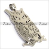 Silver Stainless Steel Owl Cutting Pendant p003248