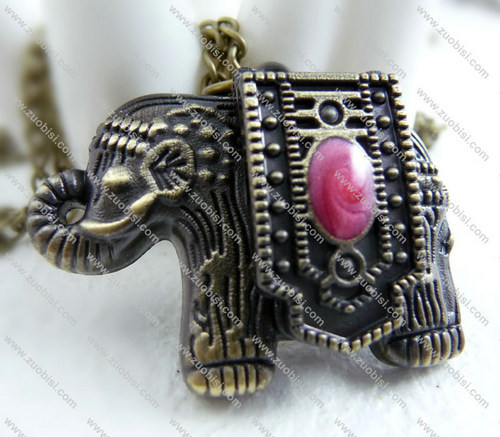 antique elephant pocket watch with pink enamel -PW000112