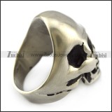 Dull Stainless Steel Skull Ring with 2 Clear Rhinestones Eyes r004287