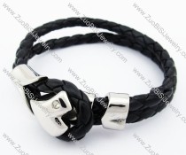 316 Stainless Steel 2 Lines Leather Bracelet - JB400041