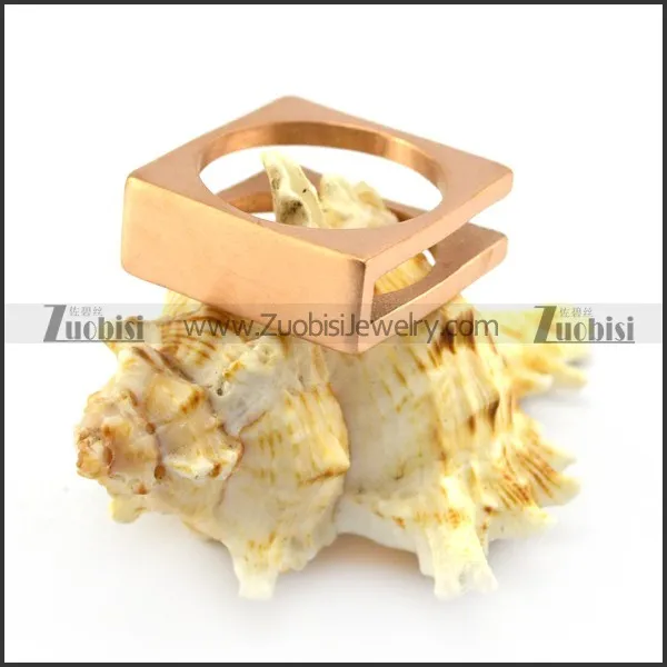 rose gold square stainless steel blank signet ring r004708
