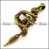 Vintage Gold Stainless Steel Tattoo Pendant p004810