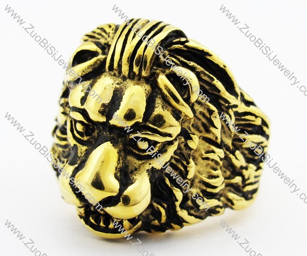 Gold Stainless Steel Lion Ring -JR010223