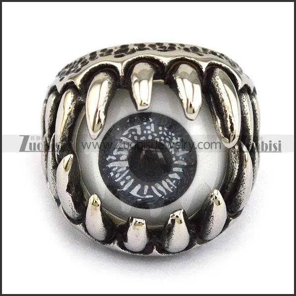 Unique Black Eye Ball Ring in 316L Stainless Steel -JR350186