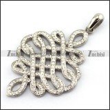 Clear Rhinestone Chinese Knot Pendant in Stainless Steel p003670