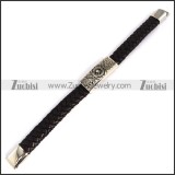 genuine leather bracelet in stainless steel b001931