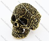 Gold Covered Stainless Steel Skull Ring for man -JR010179
