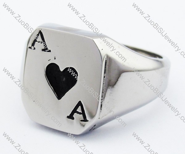 Stainless Steel Poker Black A Ring -JR330032