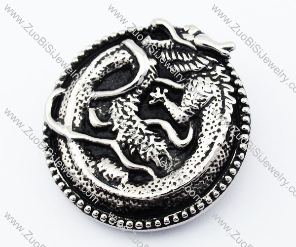 Stainless Steel Dragon Round Tag Pendant-JP330032
