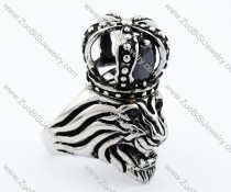 Stainless Steel crowned lion Ring - JR090288