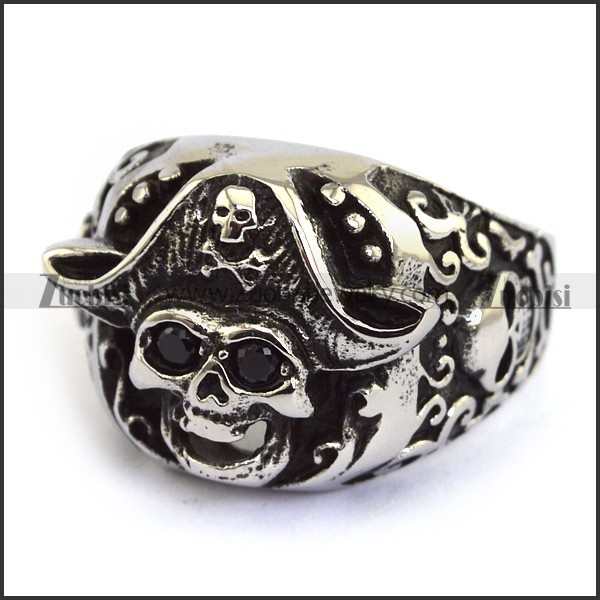 cowboy skull wearing a cap ring r001573