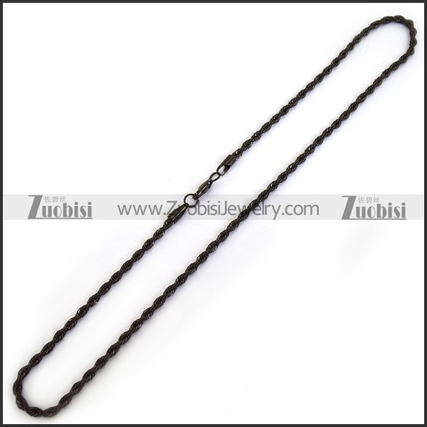 0.4CM Wide Twisted Rope Chain Neckalce in Black Finishing n001403