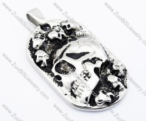 Mexican Sugar Skull Pendant with Square Tag in Stainless Steel -JP300015