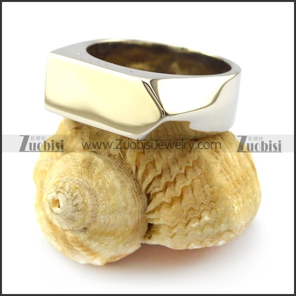 silver white stainless steel blank signet ring r004694