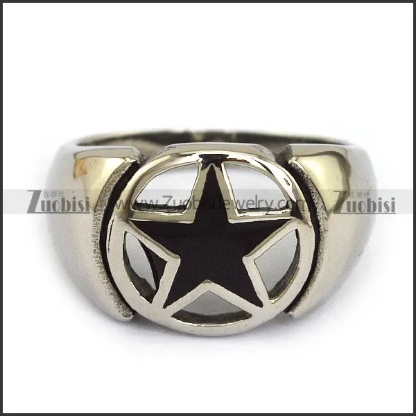 Hollow Black Star Ring r001919