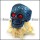 Dark Red Rhinestone Eyes Flower Skull Ring in Blue Finishing r004313