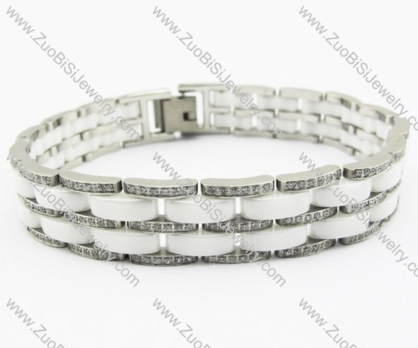CNC clear rhinestones Stainless Steel bracelet - JB270070