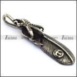 Large Mens Stainless Steel Claw Feather Pendant p003492