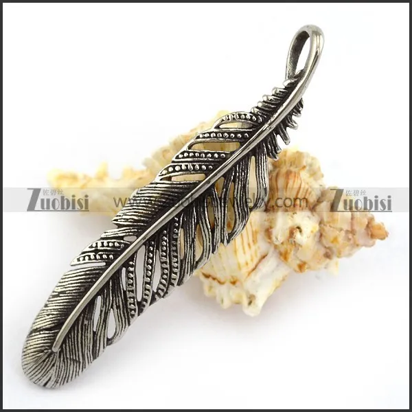 Stainless Steel Lucky Feather Pendant p003877
