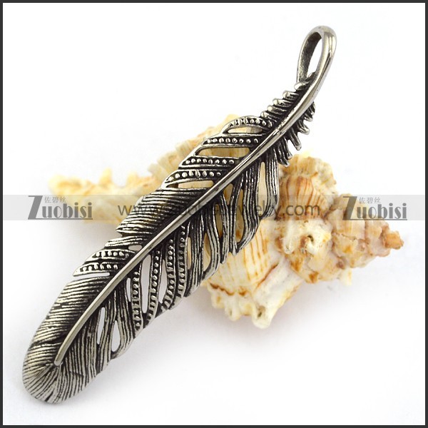 Stainless Steel Lucky Feather Pendant p003877
