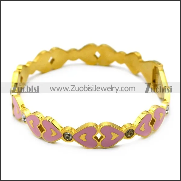 gold plating hearts enamel bangle b007241