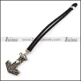 Viking Hammer Black Real Leather Bracelet b006299
