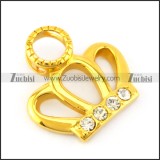 Gold Plating Crown Pendant with Clear Rhinestones p005539