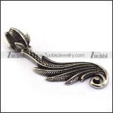Elegant Stainless Steel Feather Pendant p003429