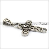 Stainless Steel Cross Pendant with Leo Head p004921