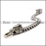 stainless steel wolf head ends bracelets in 11.5mm wide chain b006234