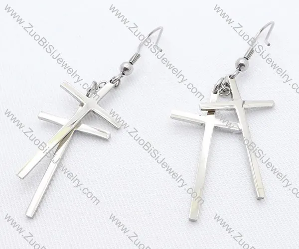 Double Crosses Stainless Steel earring - JE050110