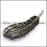 Large Antique Silver Feather Pendant in Stainless Steel p003816