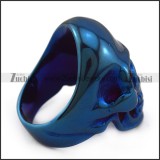 Black Rhinestones Eyes Skull Ring in Blue Plating r004290