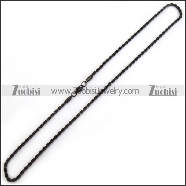 3mm Wide 20.4 Inch Black Twisted Rope Chain n001400