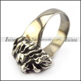 Silver Tone Lion Ring for Unisex r004960