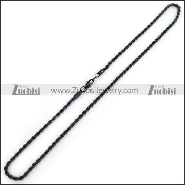 3mm Black Twisted Rope Chain Necklace n001398